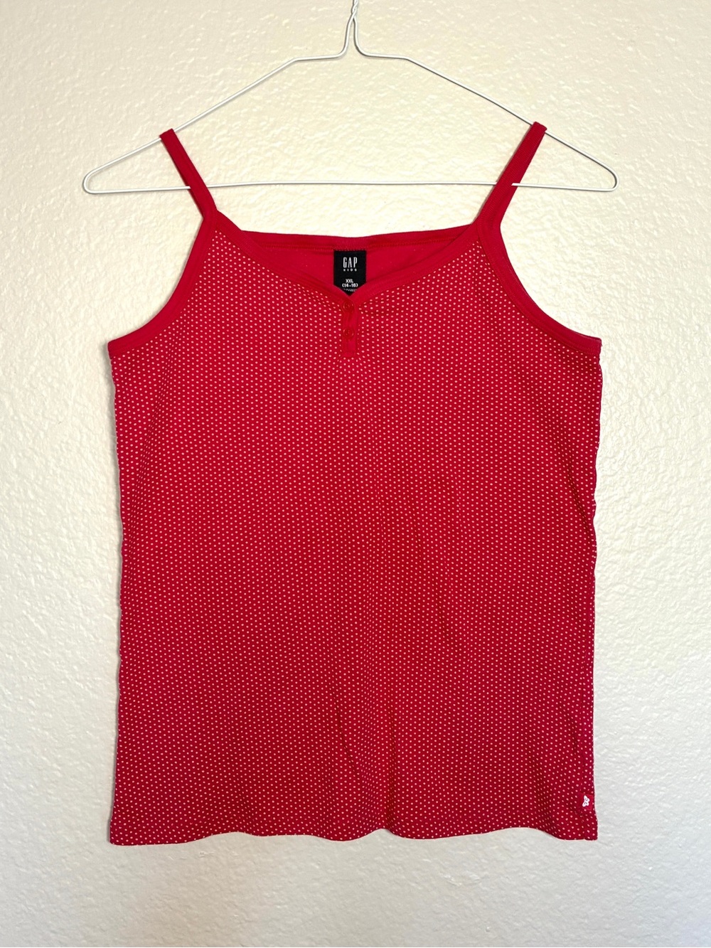 GAP Women’s Hot Pink White Polka Dot Tank Top Henley Buttons Women’s XS Y2K 2000